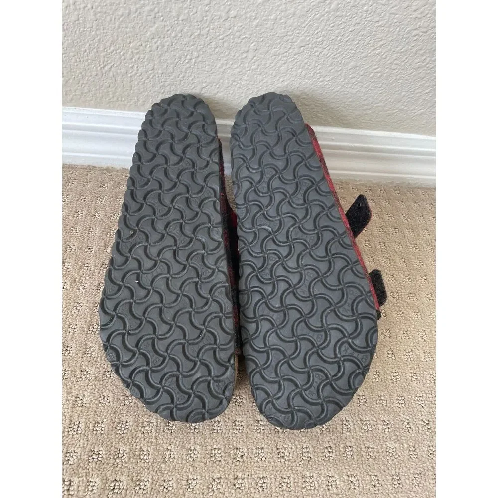 Birkenstock Arizona Shearling Sandals Men 45 US‎ 12 Red Black Wool Adjustable